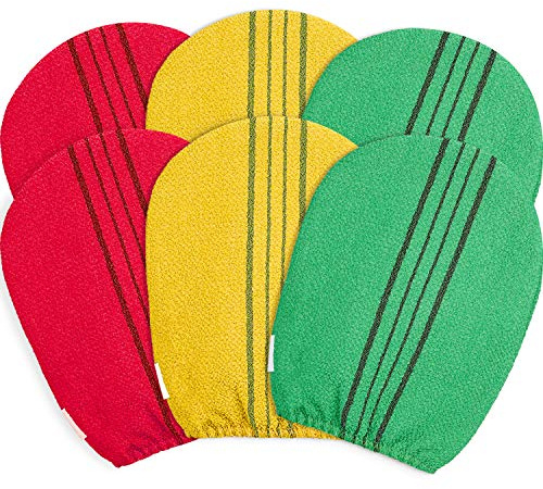 6 Pieces korean Exfoliating Cloth Towels Exfoliating Bath Mitten Remove Dead Skin Bath Scrub Mitten for Bathing