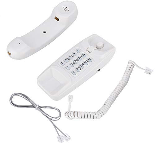 Tangxi Festnetztelefon zur Wandmontage, schnurgebundenes Desktop-Telefon mit Wahlwiederholung, Keine Anrufer-ID, Telefon zu Hause für Hotelfamilien(Weiß)