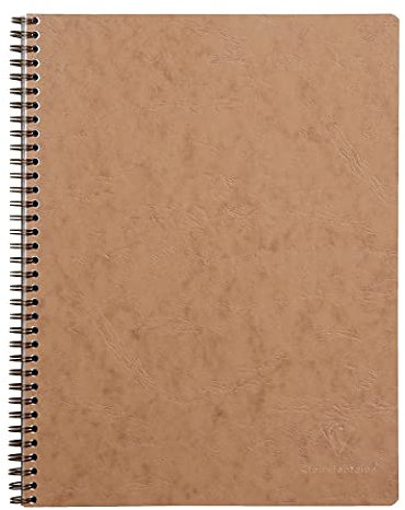 Clairefontaine 78256C - Collegeblock Age Bag mit Doppelspirale, DIN A4+, 24x32cm, 80 Blatt abtrennbar, perforiert, 4-fach gelocht, liniert, Tabakbraun, 1 Stück