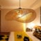 FUMIMID Retro Hängelampe Bambus Pendelleuchte E27 Holz Deckenleuchte Handgewebte Rattan Lampenschirm Runde Kronleuchter Wohnzimmer Schlafzimmer Büro Hängeleuchte Esstischlampe,50cm