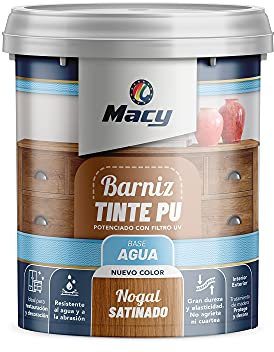 Macy Barniz Tinte Poliuretano Satinado para Interior con Gran Resistencia. 375 Mililitros. Color Nogal
