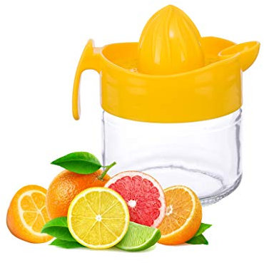 TrendyUK - Fruit Juicer in 4 Colors - Hand Press Easy to Use Kitchen Gadgets - Lemon Lime Orange Squeezer (Yellow)