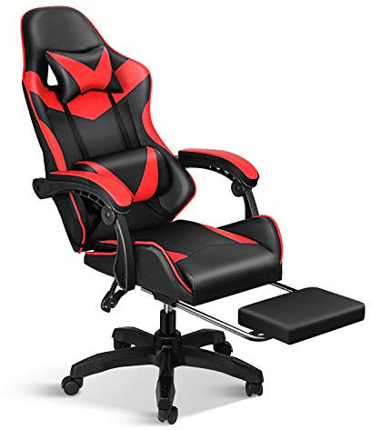 YSSOA Gaming Office Chaise d'ordinateur à Dossier Haut Ergonomique et réglable avec Appui-tête et Support Lombaire Rouge