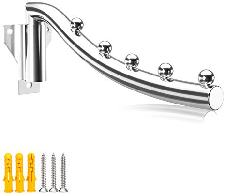 Kleiderlüfter Klappbar Edelstahl, Wand Kleiderbügel Verstellbar, Platzsparende 5 Haken Faltender Handtuchhalter Kleiderhaken Garderobenhaken Metall Klappbar Befestigter Aufhänger mit Schwenkarmhalter