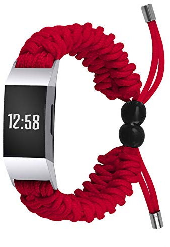 TopTen Schmuck-Uhrenarmband, kompatibel mit Fitbit Charge 3/Charge 4, Fitness-Armband, Edelstahl-Armband, Ersatzzubehör, verstellbares Armband (rot)