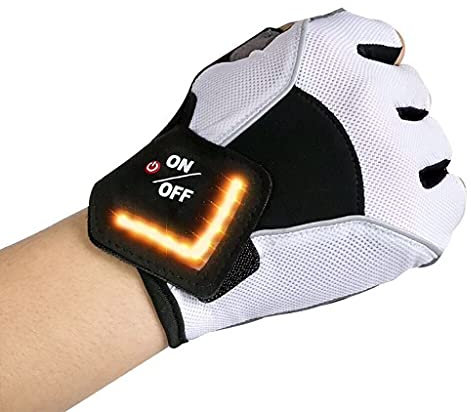 Motorradhandschuhe Intelligente Halbfinger-Straße Fahrradhandschuhe mit Blinker, um automatische Sensorhandschuhe rutschfeste Outdoor-Sporthandschuhe zu drehen 61 ( Color : White , Size : X-Larege )