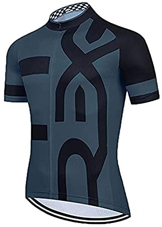 KAISUN Herren Radtrikot Fahrradtrikot Kurzarm, Atmungsaktive Schnell Trockendem MTB Trikot mit 3 Hinteren Taschen, für Radsport Outdoor (5XL,TYP-2)