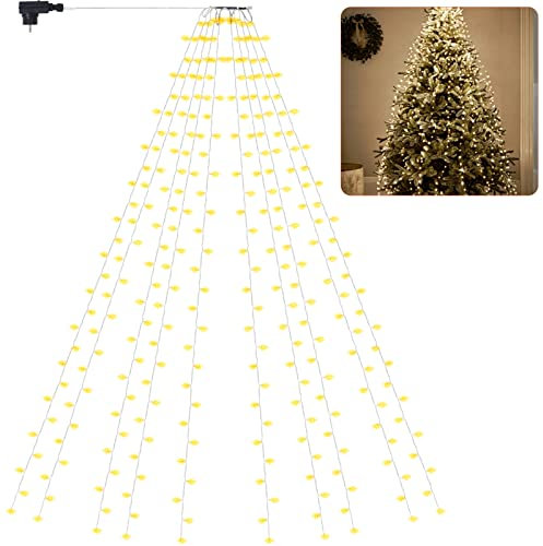 Luces LED Arbol Navidad Interior 2,8mx10 280LEDs, Guirnaldas Luces Exterior LED para Arbol de Navidad, Cadena Luces Navidad 8 Modos, Luz LED Navidad Impermeable para Decoracion Navidad, Blanco Cálido