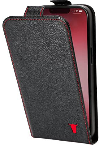 TORRO Leder Klapphülle Kompatibel Mit iPhone 13 - Hochwertige Lederhülle Mit Karten Steckfächern und Vertikale Klappabdeckung [MagSafe Kompatibel] (Schwarz)