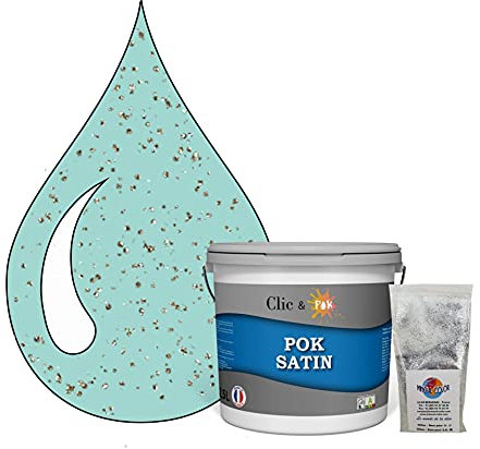 POK PAILLETTE : Peinture de Finition Acrylique Effet Pailleté Murs Intérieurs 2,5L - Mojito Turquoise