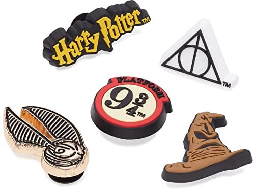 Crocs Jibbitz Schuhanhänger, Harry Potter Filmfiguren-Kollektion, Multipacks, Harry-Potter-Symbol, 5, 5 Pack