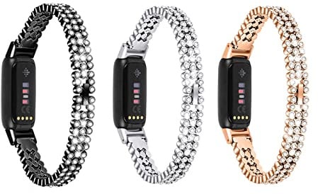 Kompatibel mit Fitbit Luxe-Armbändern, Edelstahl-Netzschlaufe, verstellbares Armband, Ersatzband, kompatibel mit Fitbit Luxe für Damen und Herren (schwarz)