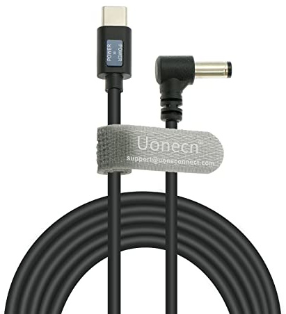 Uonecn PD Type C zu 2.5 DC 12V Rechtwinkliges Stromkabel für Atomos Shogun|KiPRO LCD Monitore | Lectrosonic Cine Broadcast 1.8M