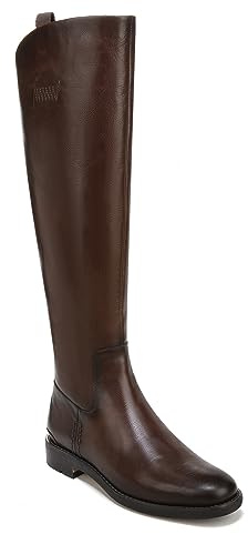 Franco Sarto Meyer Damen-Stiefel, kniehoch, breit, Wade, flach, Dunkelbraunes Leder, breite Wade, 38.5 EU