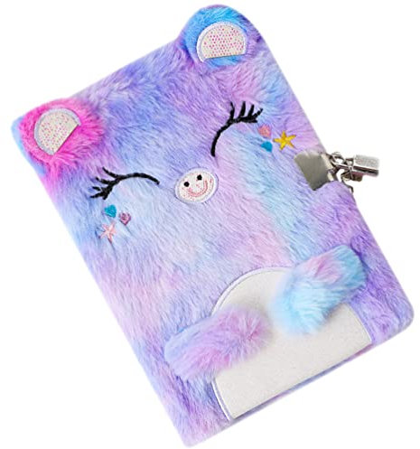 Operitacx Adorable Plush Diary Lock for Girls Cartoon Animal Notebook Soft Cover Journal for Creative Writing for Boys and Girls Cute Plush Design for Recording Plans and Ideas Style