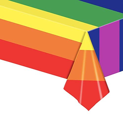 Regenbogen Tischdecken,137 * 274cm Tischdecke wasserdichte für Gay Pride LGBT Party Dekoration, Einweg Rechteckige Tischdecke aus Kunststoff für Geburtstagsparty Partyzubehör Sommer, Cocktailparty