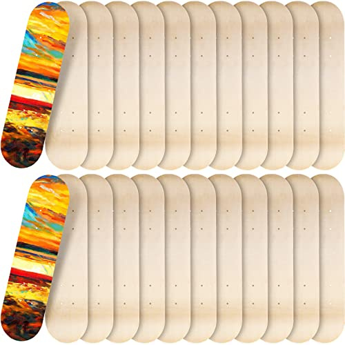 Meooeck 24 Stück leere Skateboard-Decks, 61x15.2 cm, professionelles Ahorn-Skateboard-Deck, 7-lagig, doppellagig, Holz-Skateboard, Ersatz, Heimdekoration