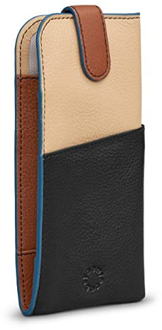 Yoshi Brillenetui aus weichem Leder mit Farbblock, Sonnenbrillenetui für Damen und Herren, Rustikal, One size