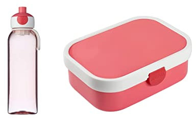 Mepal - Pausenset Campus Pink - Wasserflasche und Brotdose mit Bento-Einsatz – ideal für Schule und Freizeit – bruchfestes Material - auslaufsicher - Spülmaschinengeeignet