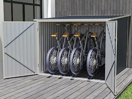 Vente-unique-Metall-Fahrradunterstand aus verzinktem Stahl - Anthrazitgrau - 4 m² für 4 Fahrräder - Niki