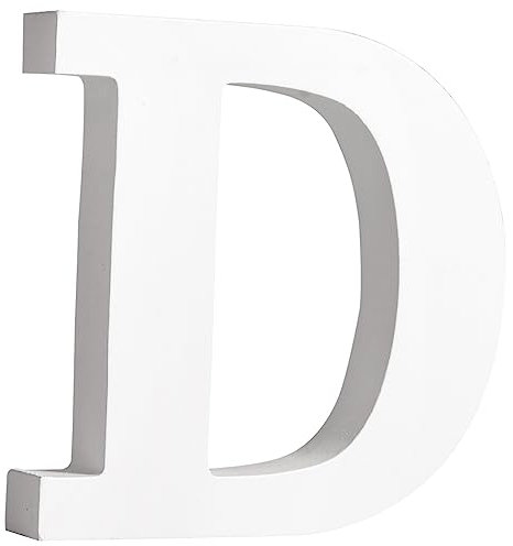 Rayher MDF-Buchstabe D, weiß, 10 x 11 cm, Stärke 2 cm, 3D-Buchstaben Holz, Holz-Buchstaben FSC zertifiziert, 64543102