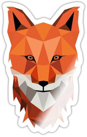 Spreadshirt Fuchs Polygon Low Poly Sticker, max. 10 x 10 cm, 10 x 10 cm, Weiß glänzend
