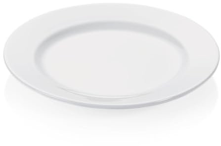 24 assiettes plates en porcelaine blanche de 24 cm de diamètre