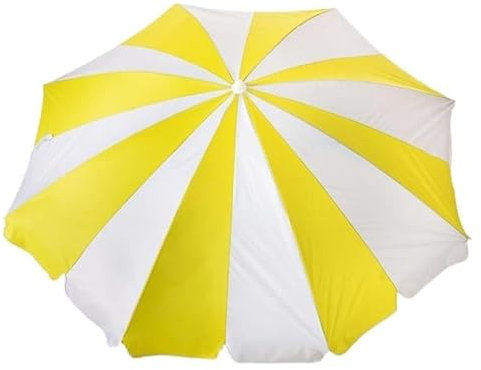 Creaciones Llopis Sombrilla Playa Protección UV 50+, 8 Varillas y 16 Paneles (Rayas Amarillo, 220 cm.)
