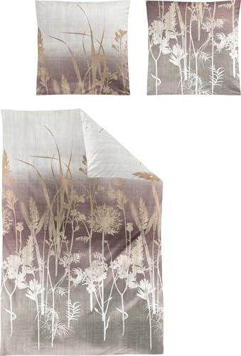 Irisette Mako-Satin Bettwäsche Wave 8568 beere 1 Bettbezug 155 x 220 cm + 1 Kissenbezug 80 x 80 cm