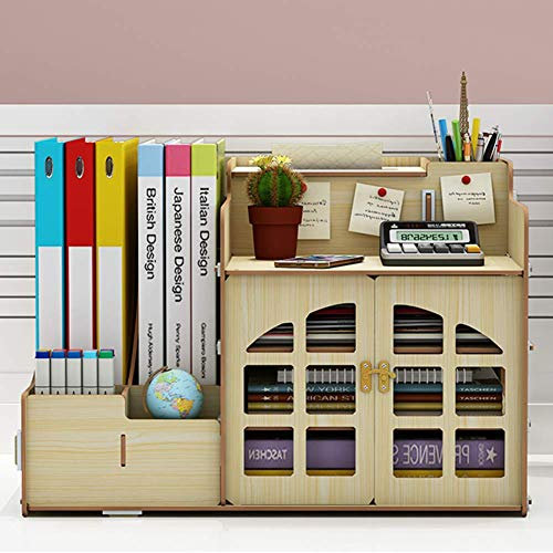 Ablagefach-Organizer, kleines Aktenfach aus Holz, Dokumentenfach mit Schublade, Ablageregal für Büro oder Zuhause,Beige