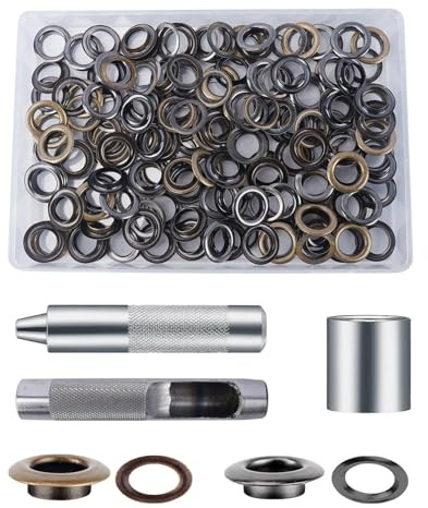 Zythrem 120 Sets Grommet Tool Kit 14mm Eyelet Punch Kit Eyelets and Punch | Metal Washers Setting Metal Eyelets for Fabric Leather Belt Tarpaulin Tent Curtain Crafting DIY and Decoration