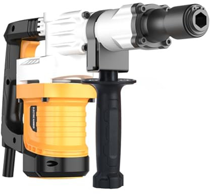 locwanot Marteau Perforateur Démolition Marteau piqueur électrique avec embrayage de sécurité 1200W Foreuse électrique Brise-béton Ciseau plat et pointe Ciseau pour creuser des tranchées et trous