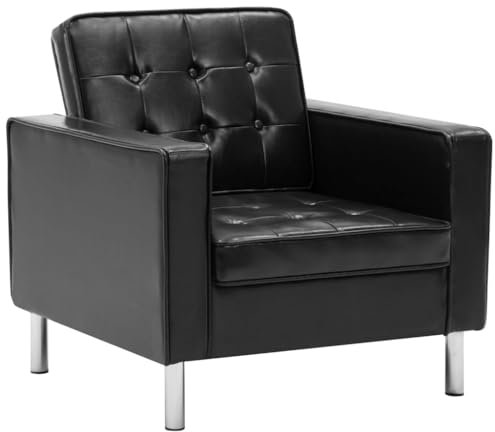 Willood Chesterfield Sessel Kunstledersessel Clubsessel Sessel mit Rückenlehne Schwarz