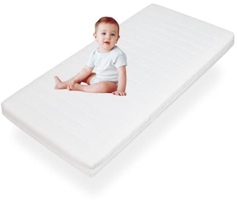 Sleepneo Kindermatratze 70x140 mit rundum Trittkante, Oeko TEX & CertiPUR Zertifiziert, Kinder Baby-Matratze 70x140 mit waschbarem Bezug für Kinderbett, Höhe 11cm, Made in Germany