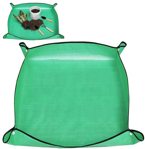 KMKANPO Tappetino da Giardinaggio Verde, 75*75cm, Impermeabile, Pieghevole, per Rinvaso di Piante Indoor