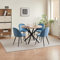 DEYARNA HOME Essgruppe Set Tisch und Stühle, Esstisch und 4 Stuhl, Samt-Esszimmerstühle, Tischplatte aus MDF, Schwarze Tischbeine, Moderner Küchentisch Set (Helle Holzfarbe/Blau, 100 * 100 * 76.5cm)