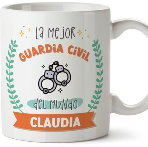 MUGFFINS Tazas Personalizadas para GUARDIA CIVIL mujer - En Español - Mejor del mundo - Con dibujo - 11 oz / 330 ml - Regalo Personalizable original y divertido