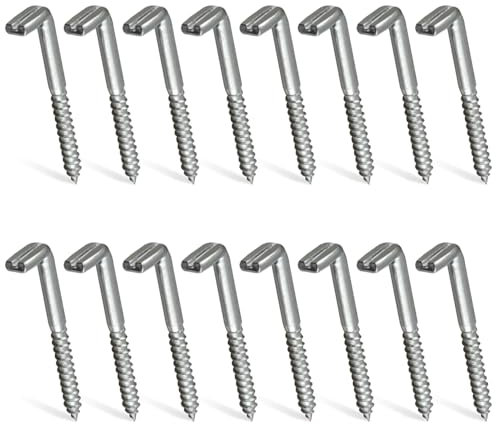 BNGXR Ganchos de Tornillo, 16 piezas Alcayata en Forma de L, L Tornillos de Gancho, ganchos de pared rectos, ganchos de pared para Colgar Objetos, 18 x 65 mm
