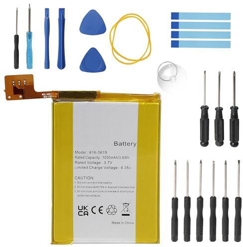 PONDWAY 1030mAh 3.7V A1421 A1509 Ersatzakku Kompatibel mit iPod Touch 5 5th Generation 616-0621 616-0619 LIS1495APPCC MP3 MP4 Musikplayer Lithium Polymer Akku mit Werkzeugset