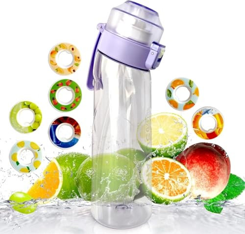 Botella de agua de aire con 5 cápsulas de sabor, botella de agua con fragancia de frutas, taza de agua con aroma, taza de agua deportiva adecuada para deportes al aire libre,Taza de sabor 0 azúcar 0 c