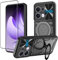 Case for Oppo Reno 13 Pro + 1 Pack Screen With Slide Camera Protection Cover,Magnetic Metal Ring Kickstand Shockproof Military Grade Heavy Duty Tough Cover,Black