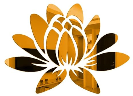 3D bricolage Lotus fleur miroir autocollant Mural amovible Art Mural décalcomanie autocollants for salon chambre décorations for la maison Miroir Stickers Muraux Autocollant Mural Miroir(Rose Gold)
