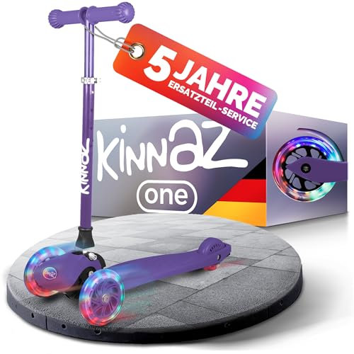 kinnaz ONE, Premium Roller für Kinder ab 3 Jahre, faltbar, Höhe 5fach einstellbar, LED Räder, Diebstahlschutz, Kinderroller ab 2 4 5 Jahre, Scooter von Deutscher Händler