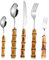 Didiseaon 1set Posate Acciaio Inossidabile Con Manico Bambù Per Ristoranti e Cucina Utensili Ergonomici e Resilienti Facili Da Pulire