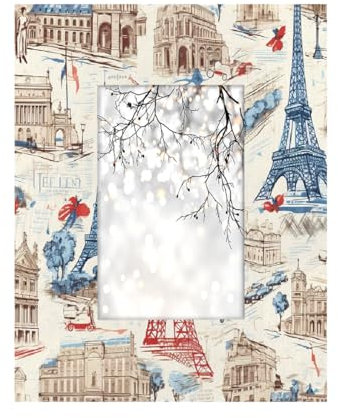 Bilderrahmen aus Holz und Acryl, umweltfreundlich, 10,2 x 15,2 cm, kratzfest, HD-Panel, Desktop/Wand, Dual-Use, Frankreich, Paris, Eiffelturm, Digitaldruck, Geschenkrahmen