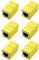 6 Pezzi Accoppiatore RJ45 10Gbps Connettore di Rete Cat7 / Cat6 / Cat5e / Cat5, Connettore Ethernet Femmina a Femmina, Connettori RJ45 in Linea Schermato per Prolunga Giunto Cavo LAN e Ethernet Giallo