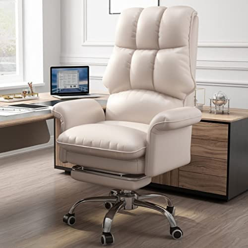 Silla de Oficina en casa ergonómica con Soporte Lumbar Ajustable y Silla de tareas de Espalda Alta con Brazos para Adultos Ejecutivo Gaming Computer Desk Beige Beige Gran tamaño FANDIAO