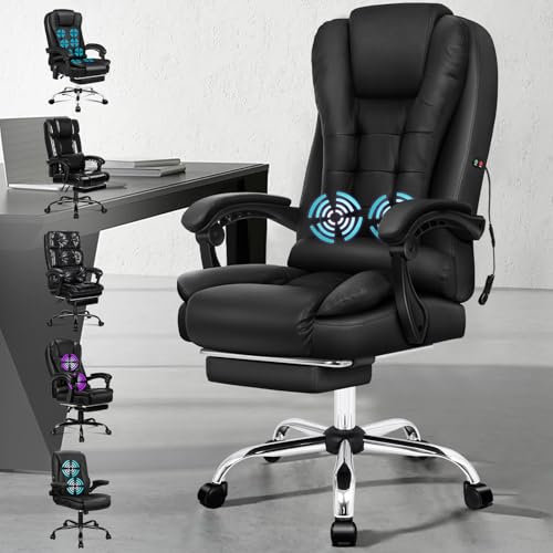 ALFORDSON Massage-Bürostuhl Gaming Chefsessel PU-Leder Computer Rennsitz, PU-Leder, Schwarz