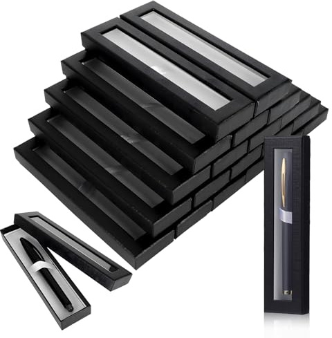 36 Stück Stift Geschenkboxen Set, Leere Kugelschreiber Schachteln mit Sichtfenster, Schwarze Karton Box mit Einsatz, Verpackung für Kugelschreiber, Bürobedarf, Schulbedarf, Werbegeschenke, Souvenir