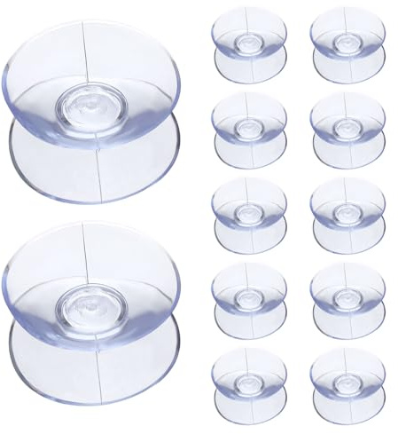 QUARKZMAN 12 Pack Ventouses Double Face, 1.2 Pouce Cales en Verre pour Table Patio, Miroir, Planche À Découper, Pads en Silicone Transparent avec Bumper Supérieur